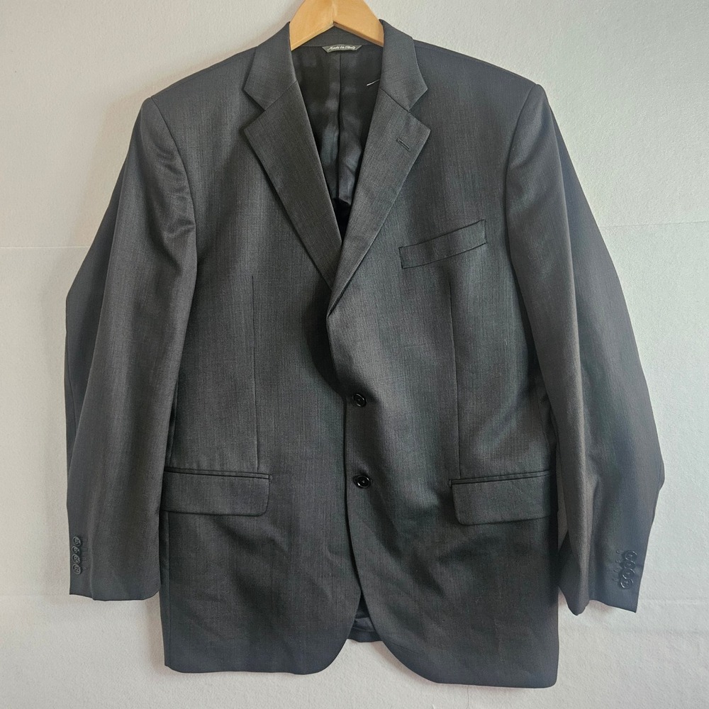 Vestimenta Mens Charcoal Gray Virgin Wool Blazer Jacket Made in Italy Size 54R